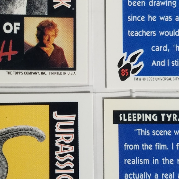 Vintage JP Topps Trading Cards Lot of 10 Jurassic Park Movie Cards Lot #7 - Picture 7 of 8